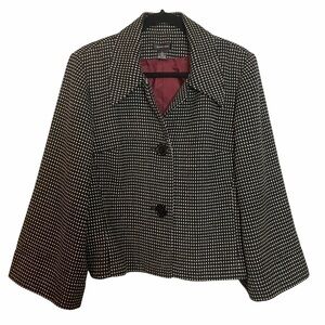 Spense Vintage Tweed Pattern Cropped Blazer Coat with Wide Sleeves Sz.L